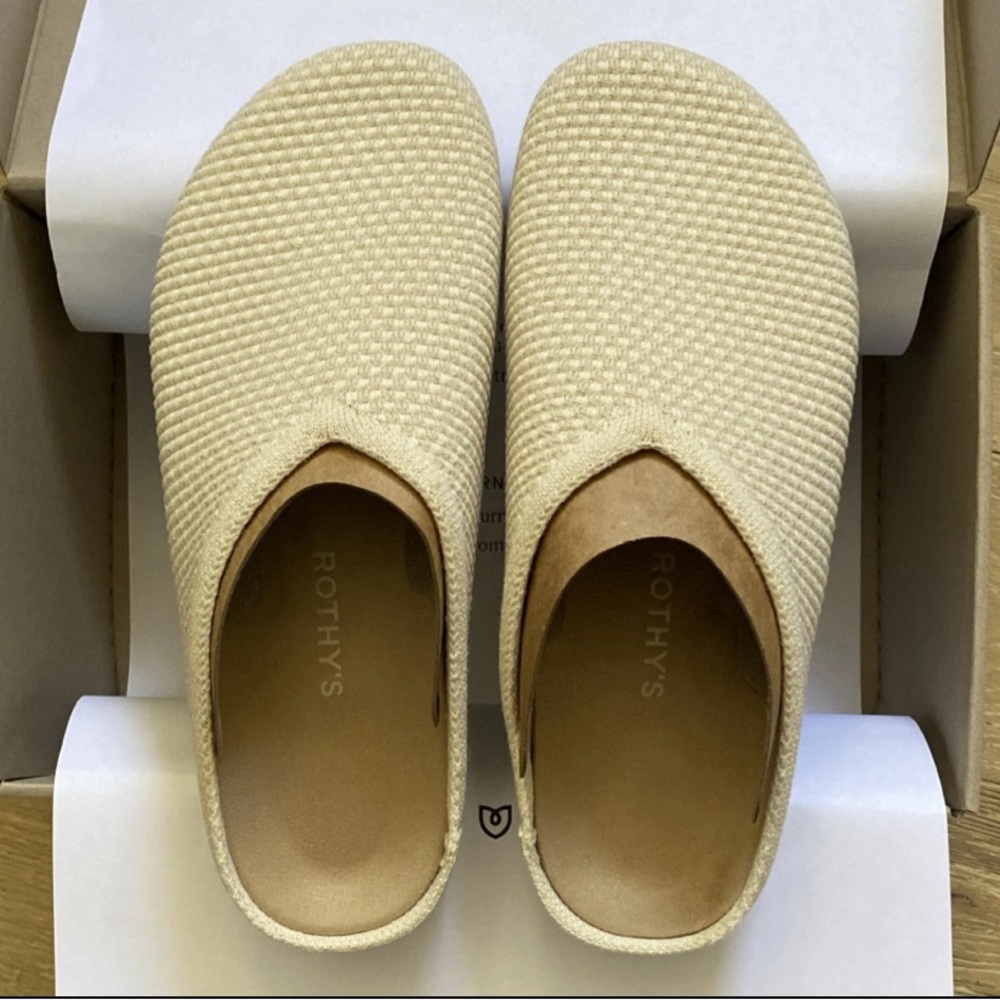Rothy's Cream Woven Slip-On Mules The Hemp Casual Clog Coconut